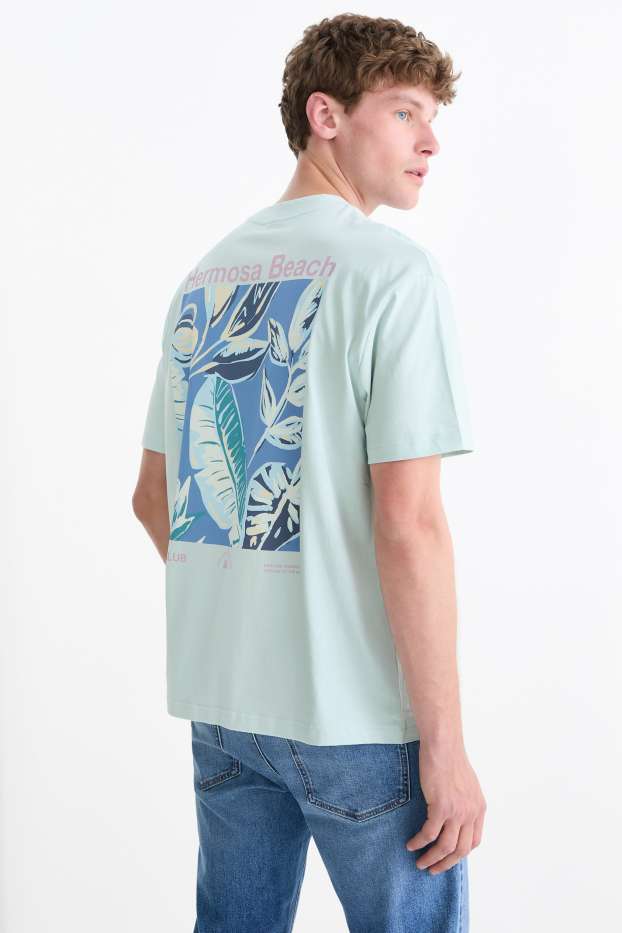 Pánské - Tričko - relaxed fit - světle tyrkysová