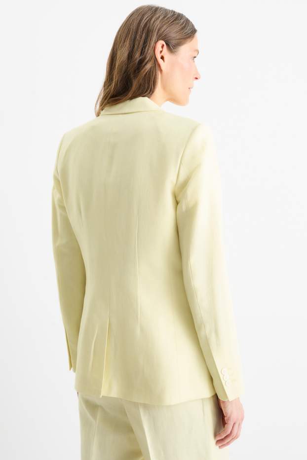 Damen - Oversized-Blazer mit Leinen-Anteil - hellgelb