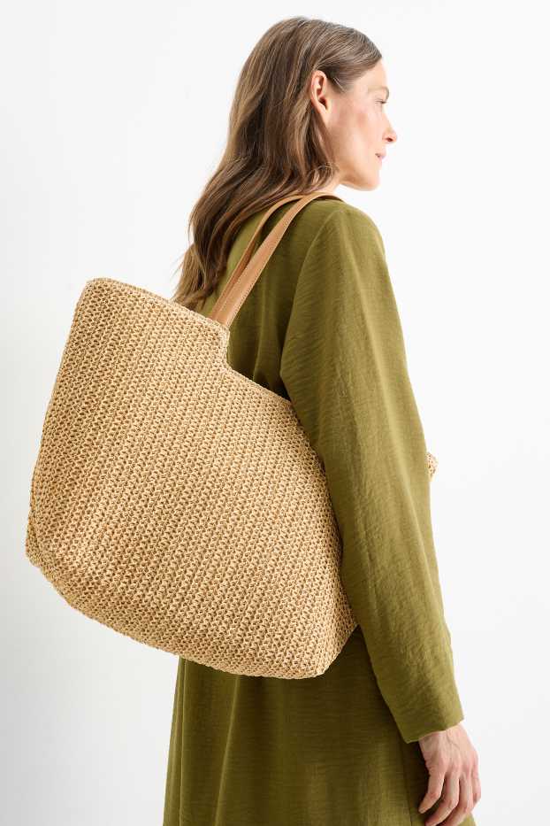 Donna - Shopper grande in paglia - beige chiaro