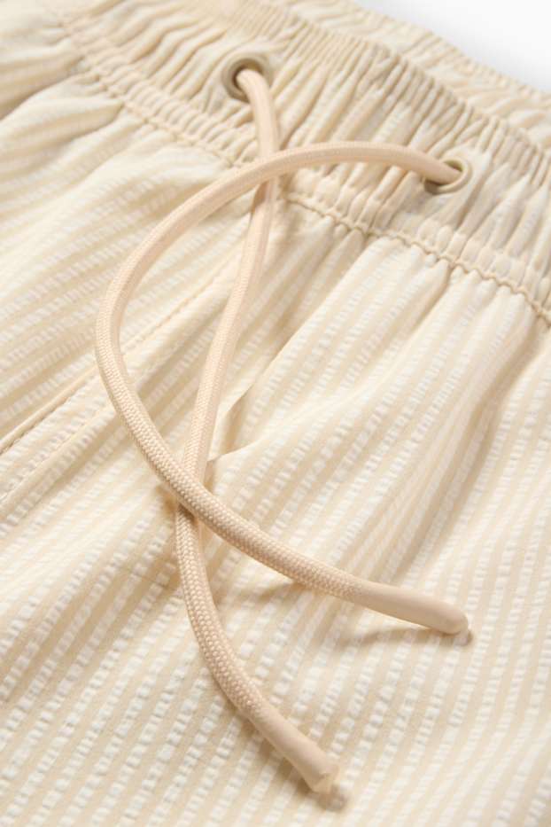 Herren - Badeshorts - gestreift - strukturiert - hellbeige
