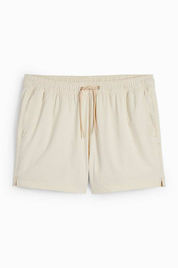 Herren - Badeshorts - gestreift - strukturiert - hellbeige