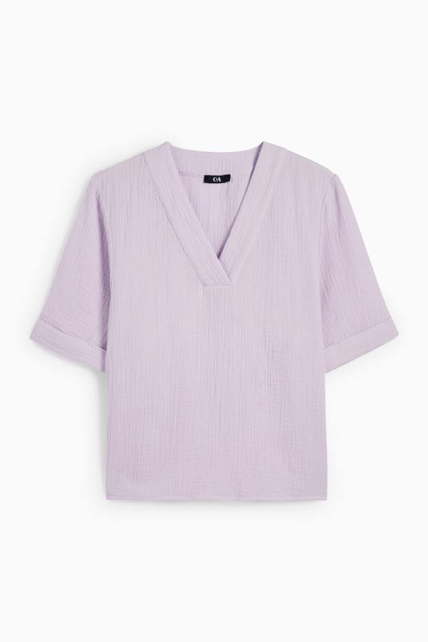Femmes - Chemisier en mousseline avec encolure en V - violet clair