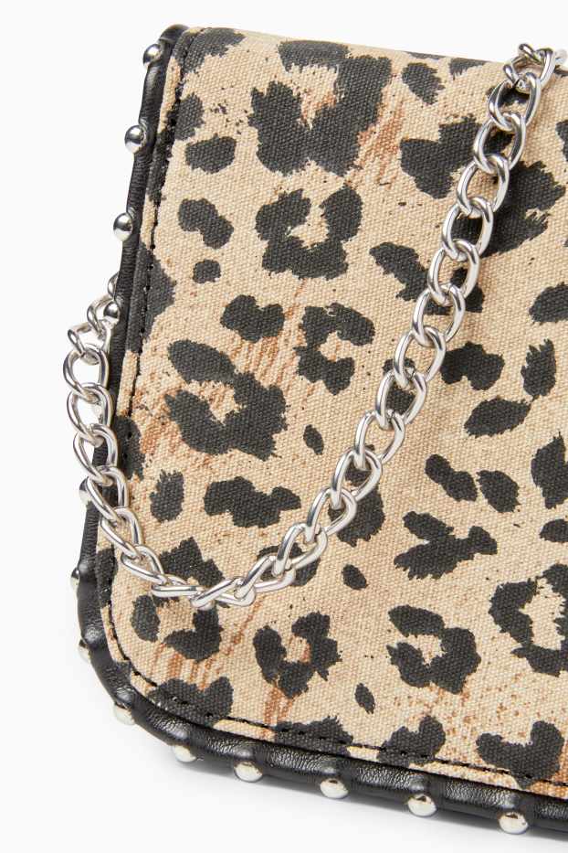 Dames - Schoudertas - luipaardvelprint - beige