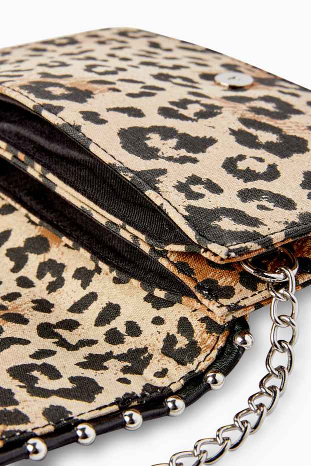 Dames - Schoudertas - luipaardvelprint - beige