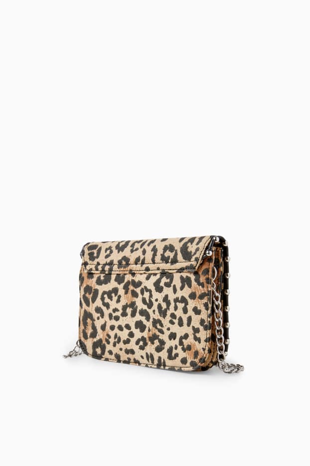 Dames - Schoudertas - luipaardvelprint - beige