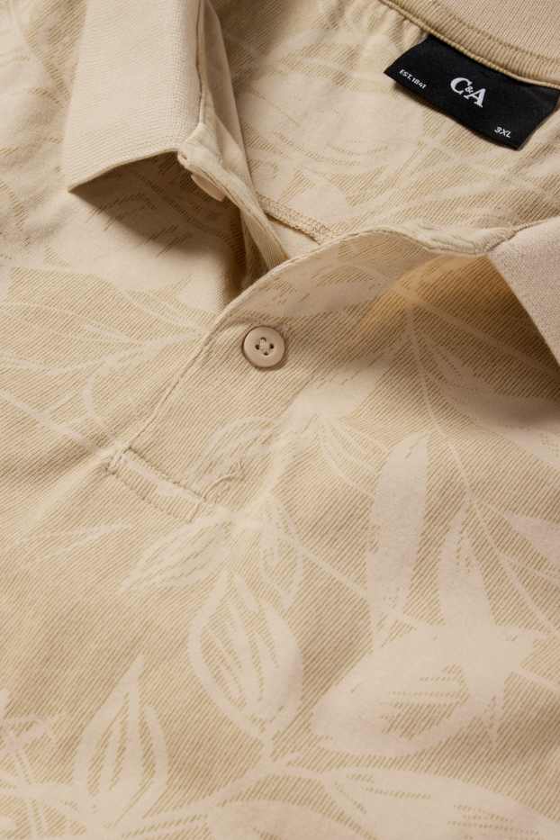 Men - Polo shirt - patterned - light beige