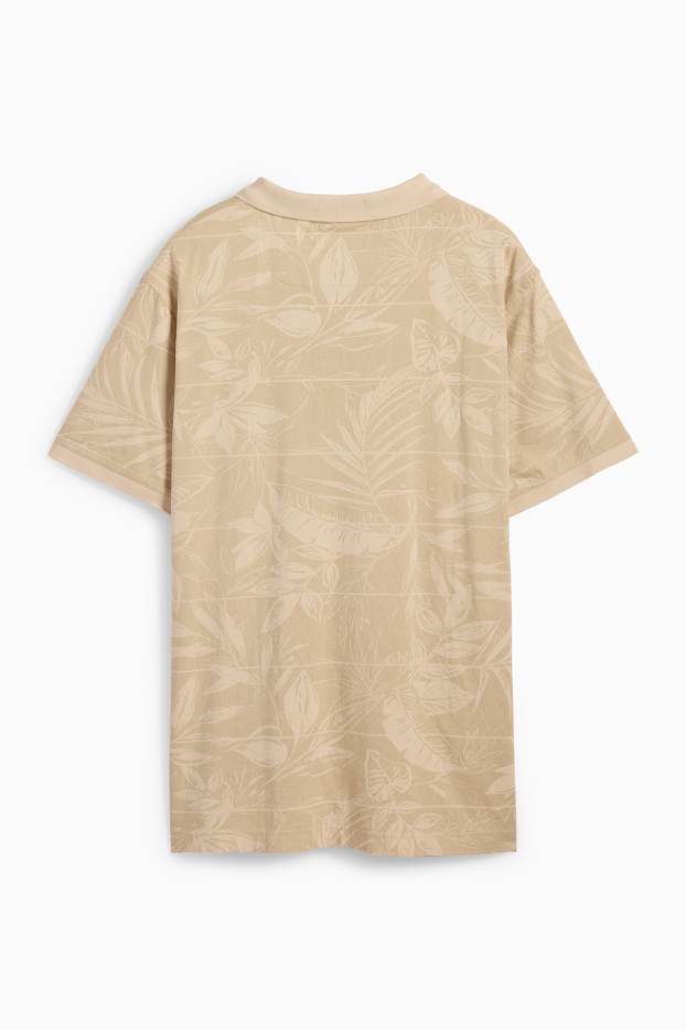 Men - Polo shirt - patterned - light beige
