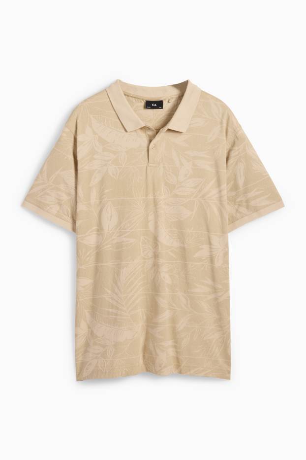 Men - Polo shirt - patterned - light beige