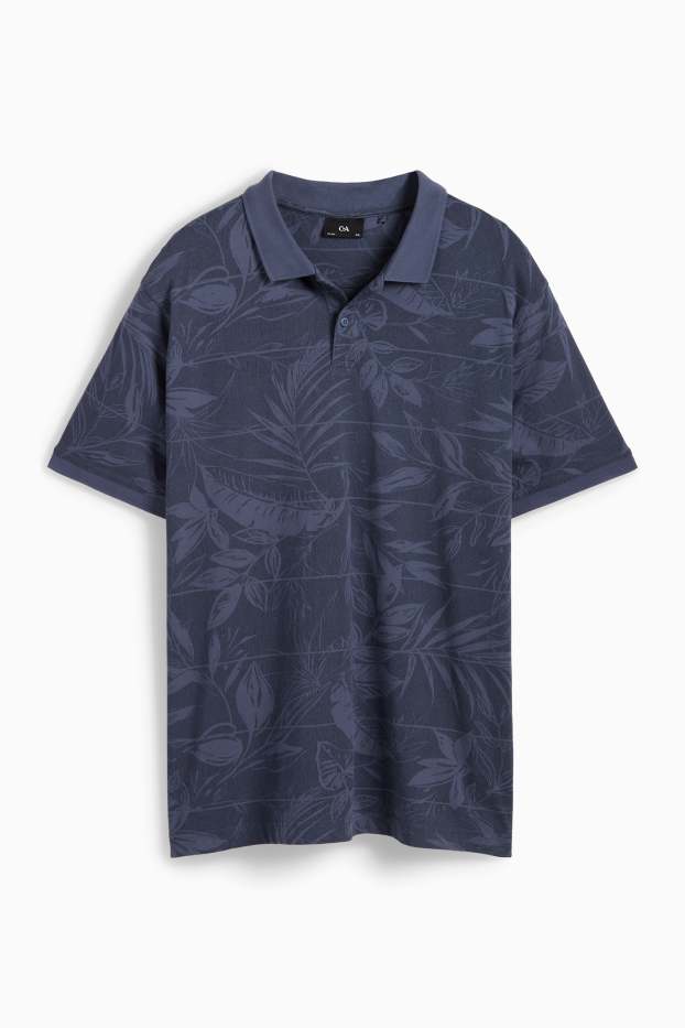 Hommes - Polo - à motif - bleu foncé