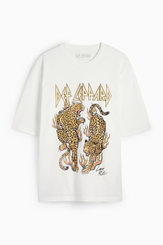 Men - T-shirt - oversized - Def Leppard - white