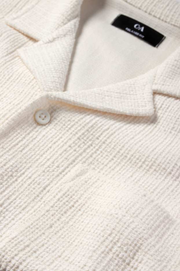 Herren - Hemd - Relaxed Fit - Reverskragen - strukturiert - cremeweiss