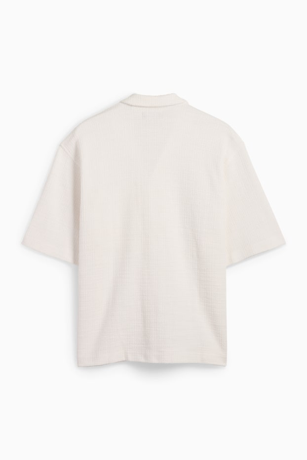Herren - Hemd - Relaxed Fit - Reverskragen - strukturiert - cremeweiss