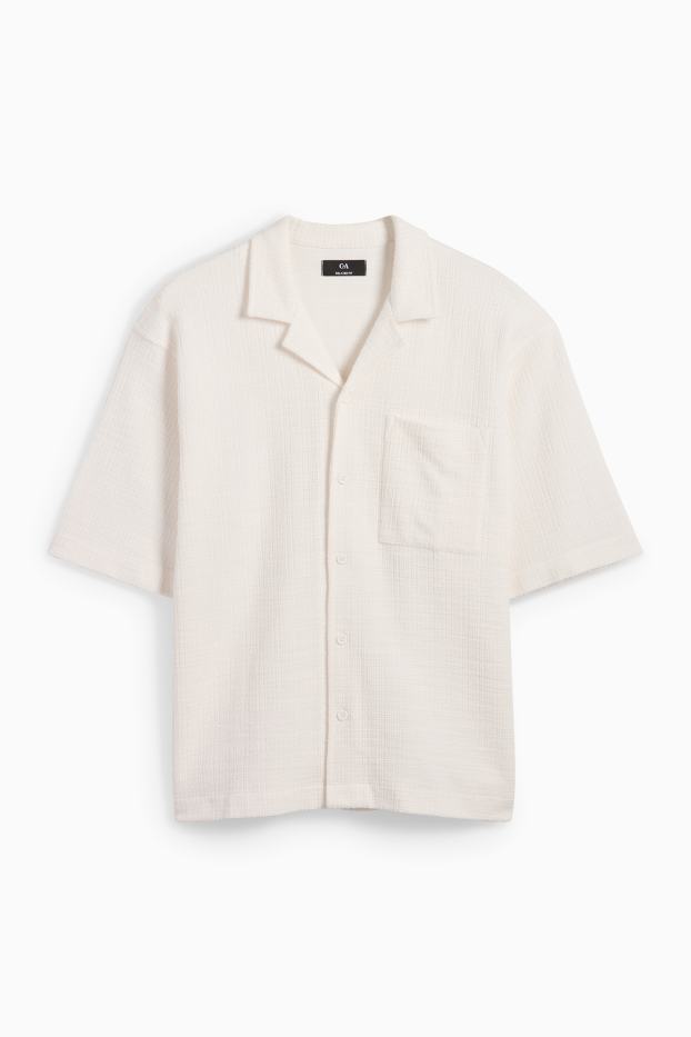 Herren - Hemd - Relaxed Fit - Reverskragen - strukturiert - cremeweiss