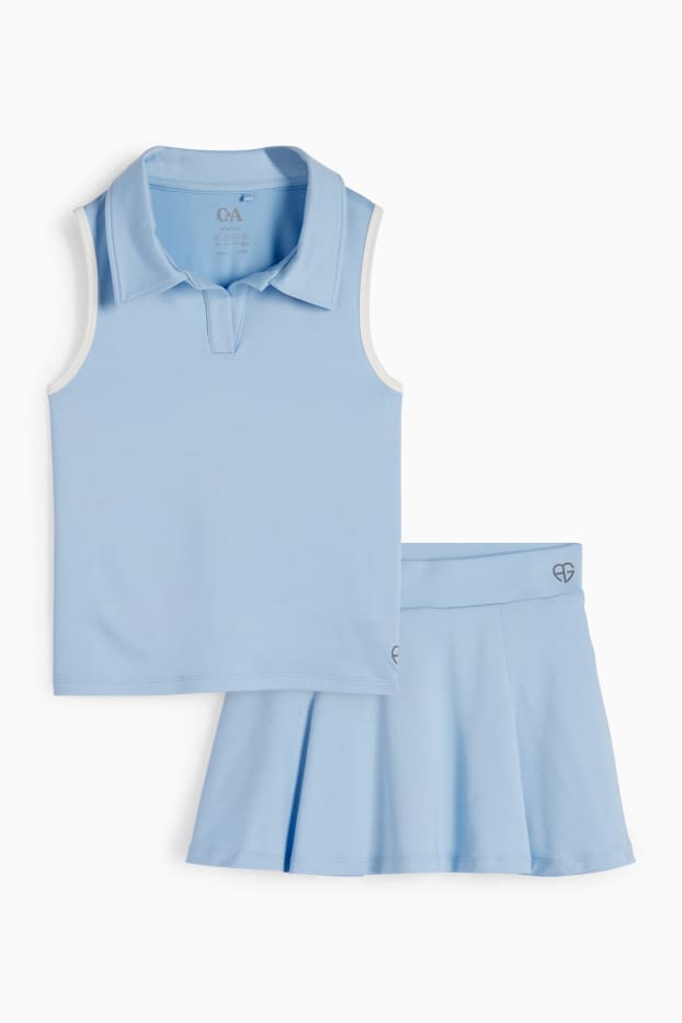 Děti - dívky - Souprava - funkční top a funkční sukně - 2dílná - světle modrá