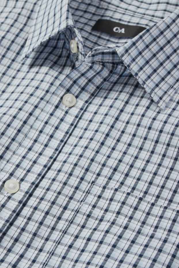 Hommes - Chemise - regular fit - col kent - à carreaux - bleu foncé