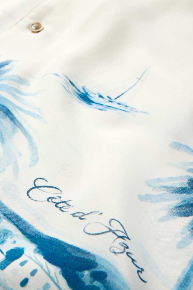 Home - Camisa - regular fit - coll solapa - estampada - blanc trencat