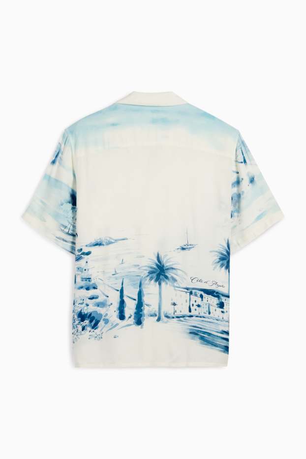 Home - Camisa - regular fit - coll solapa - estampada - blanc trencat