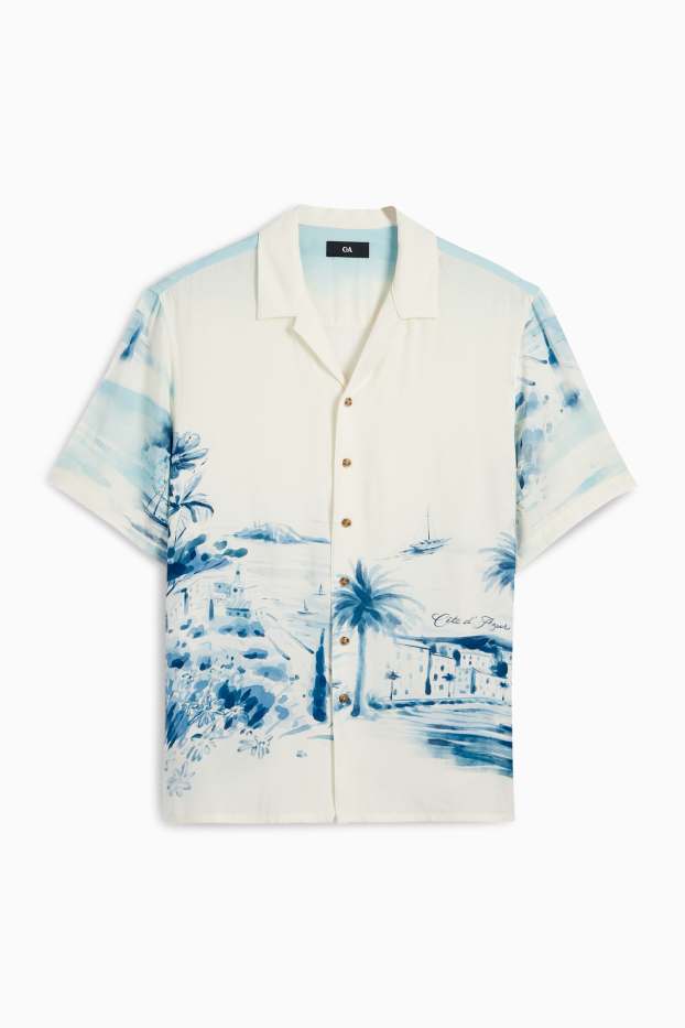 Home - Camisa - regular fit - coll solapa - estampada - blanc trencat