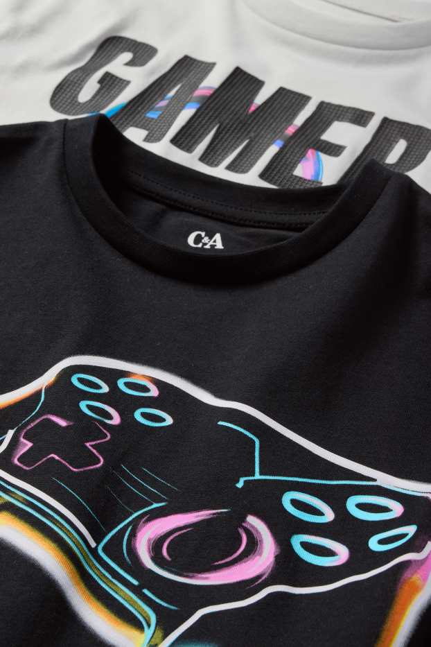 Bambini - Confezione da 2 - videogiochi - maglia a maniche corte - nero
