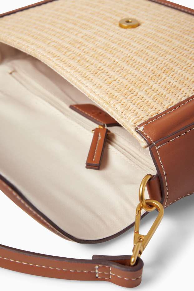 Femmes - Sac de paille à bandoulière amovible - marron clair