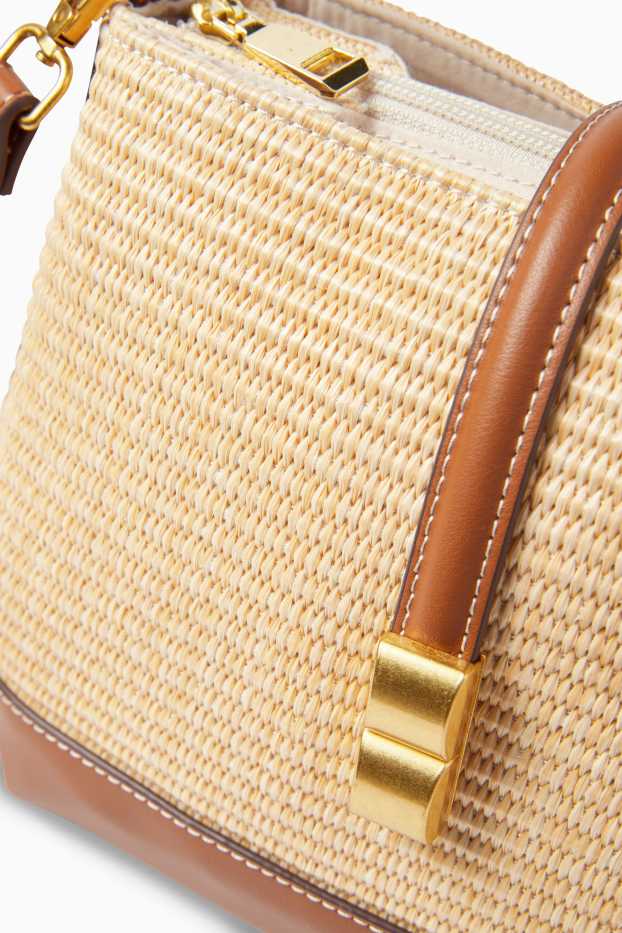 Femmes - Sac de paille à bandoulière amovible - marron