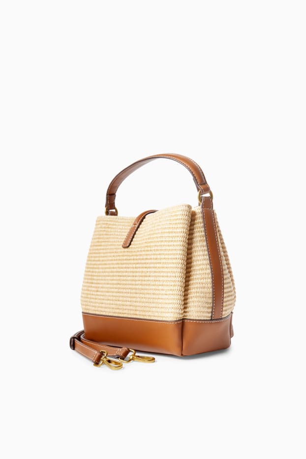 Femmes - Sac de paille à bandoulière amovible - marron