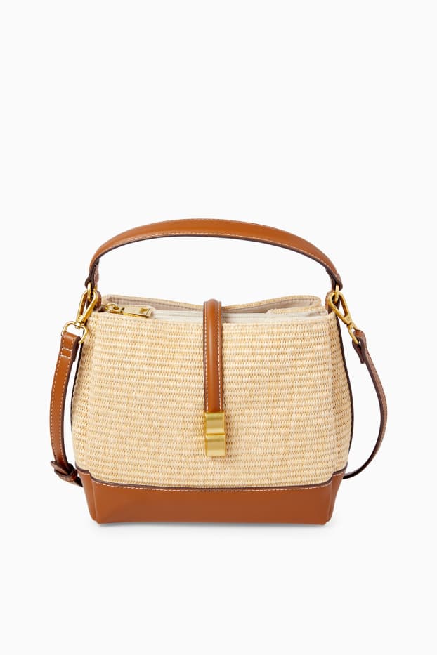 Femmes - Sac de paille à bandoulière amovible - marron