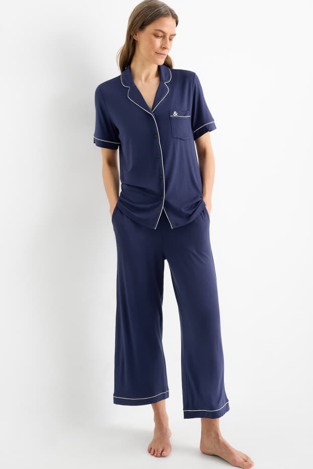 Femmes - Pyjama en viscose - bleu foncé