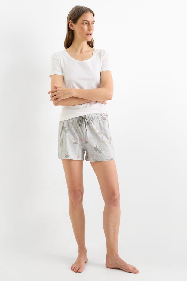 Donna - Confezione da 2 - shorts pigiama - grigio chiaro melange
