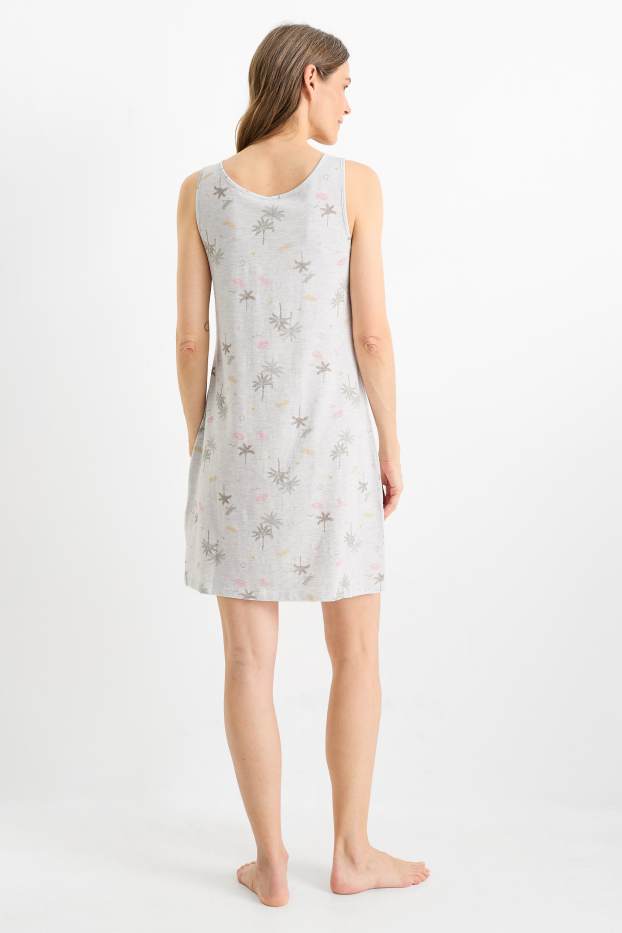 Women - Nightdress - patterned - light gray-melange