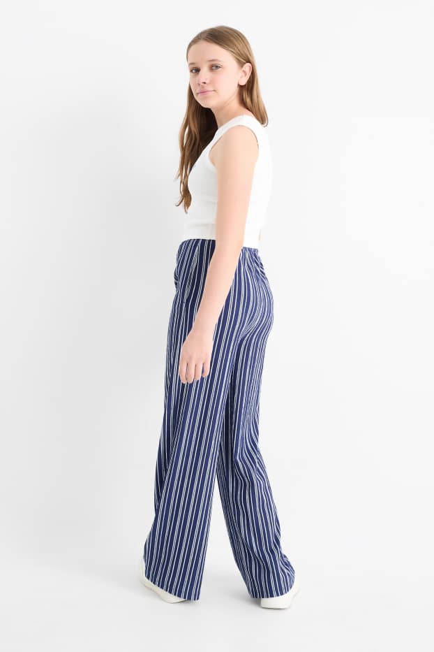 Kinder Mädchen - Erdbeere - Set - Top und Jersey-Hose - 2 teilig - dunkelblau / weiß