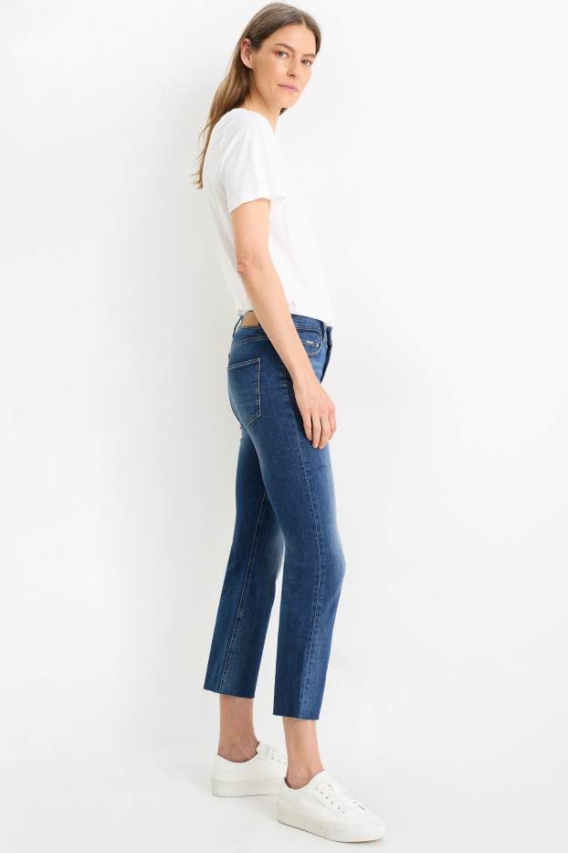 Women - Bootcut jeans - mid-rise waist - denim-dark blue