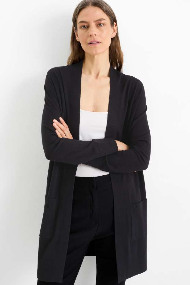 Femmes - Gilet long en maille - noir