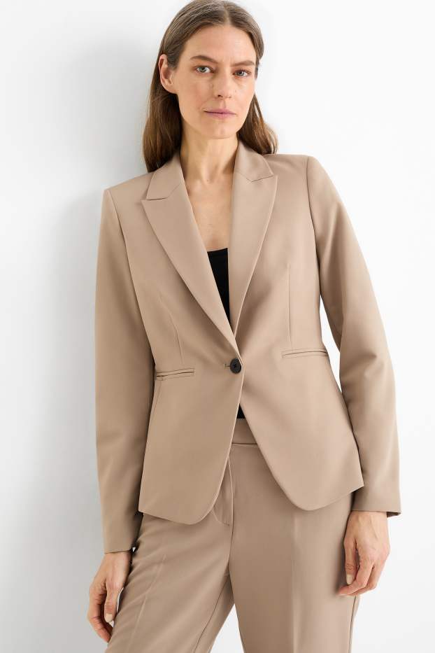 Damen - Business-Blazer - tailliert - taupe