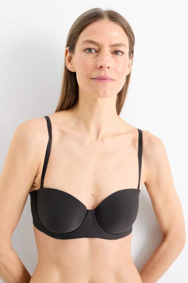 Femei - Sutien cu armătură - BALCONETTE - vătuit - LYCRA® - negru