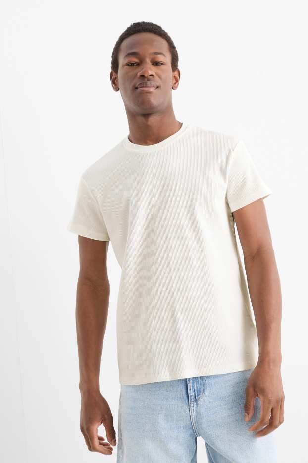 Heren - T-shirt - geribd - wit