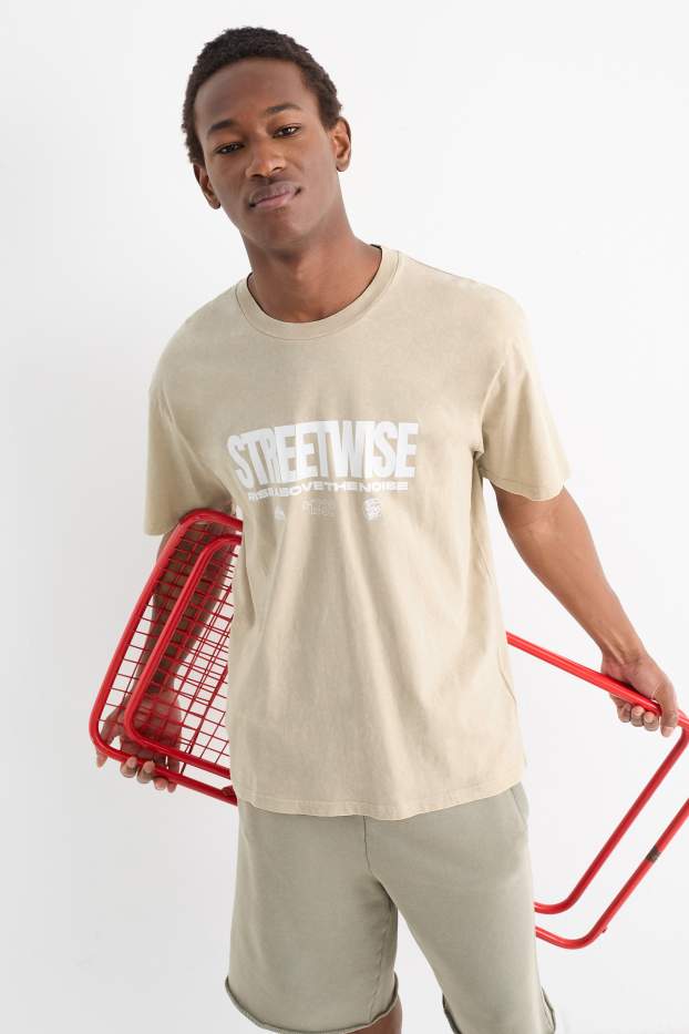 Bărbați - Tricou - relaxed fit - bej deschis