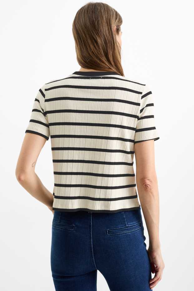 Femei - Tricou - reiat - cu dungi - alb / negru