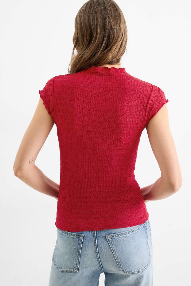 Donna - T-shirt - tramata - rosso scuro