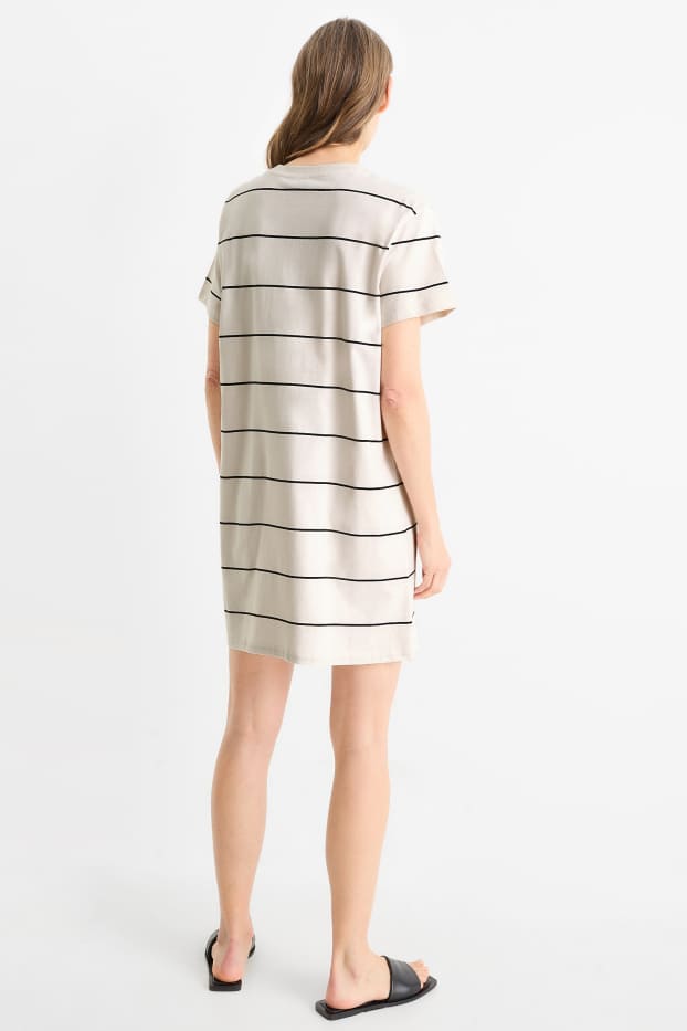 Mujer - Vestido estilo camiseta - de rayas - blanco roto