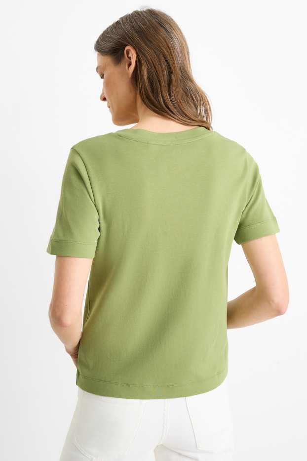 Women - Basic V-neck T-shirt - green
