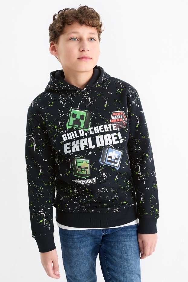 Enfants garçons - Minecraft - sweat à capuche - noir
