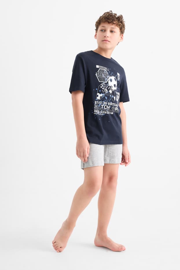 Kinder Jungen - Multipack 2er - Gaming - Shorty-Pyjama - 4 teilig - dunkelblau