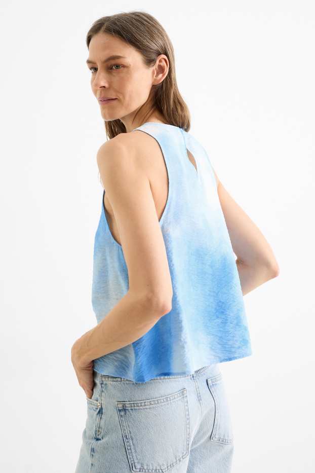 Damen - Blusentop - gemustert - blau