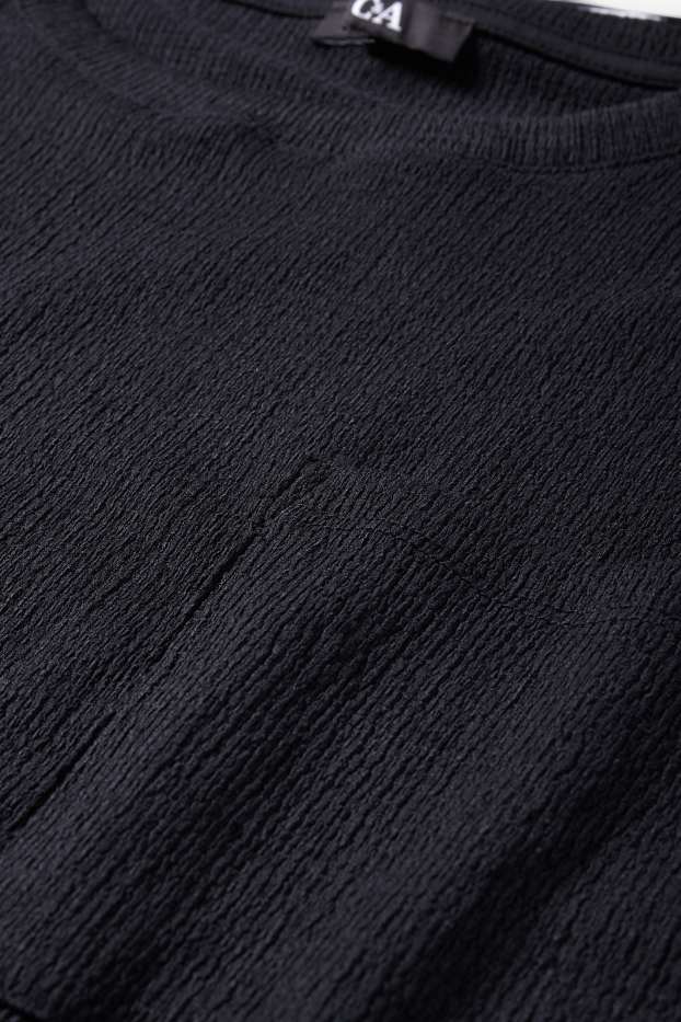 Damen - T-Shirt - strukturiert - schwarz