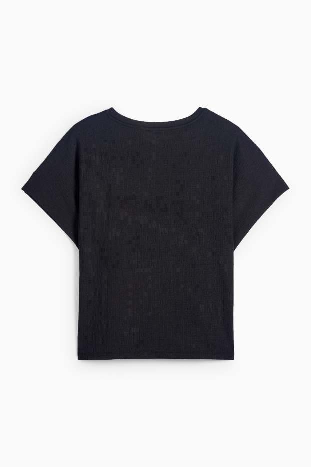 Damen - T-Shirt - strukturiert - schwarz