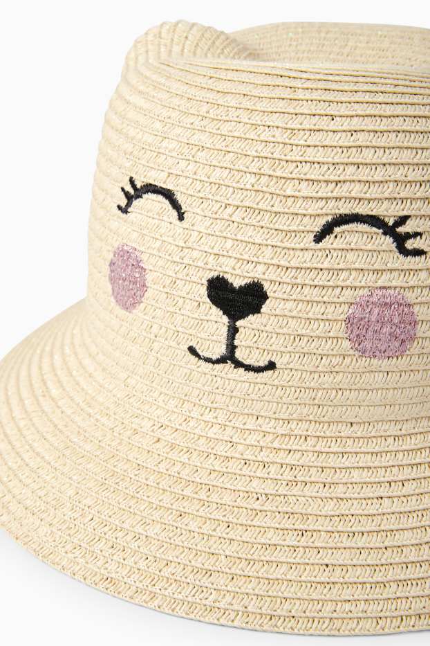 Kinderen: meisjes - Katje - strohoed - licht beige