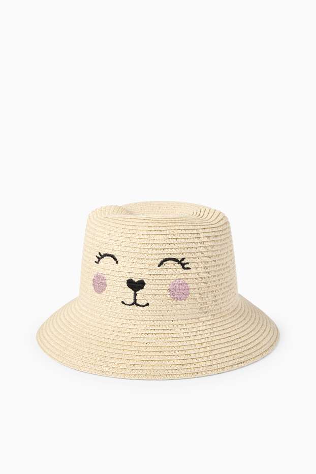 Kinderen: meisjes - Katje - strohoed - licht beige