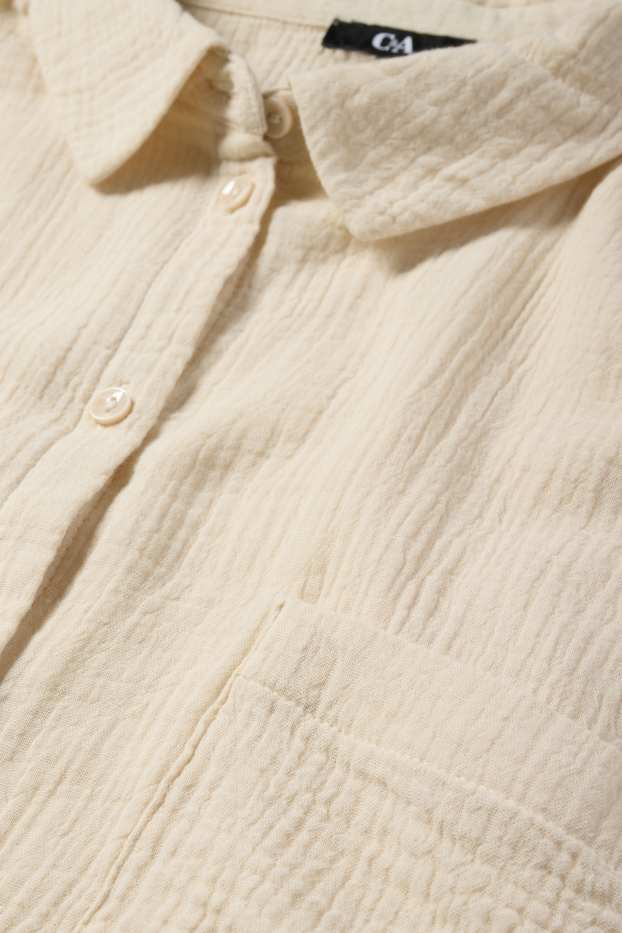 Femmes - Chemisier en gaze de coton - beige clair