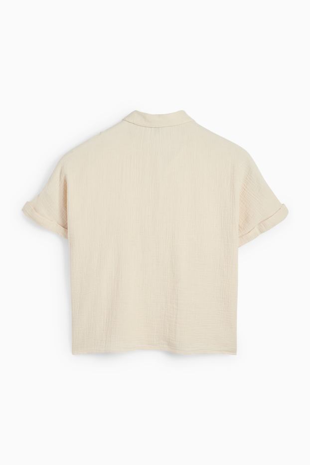 Femmes - Chemisier en gaze de coton - beige clair